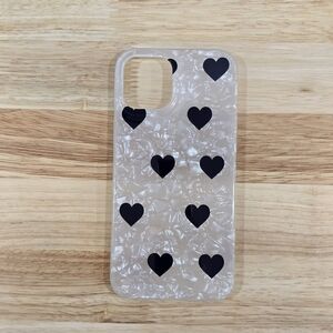 Phone Case For iPhone 12 Pro Max Black Hearts Love Soft Shell Case